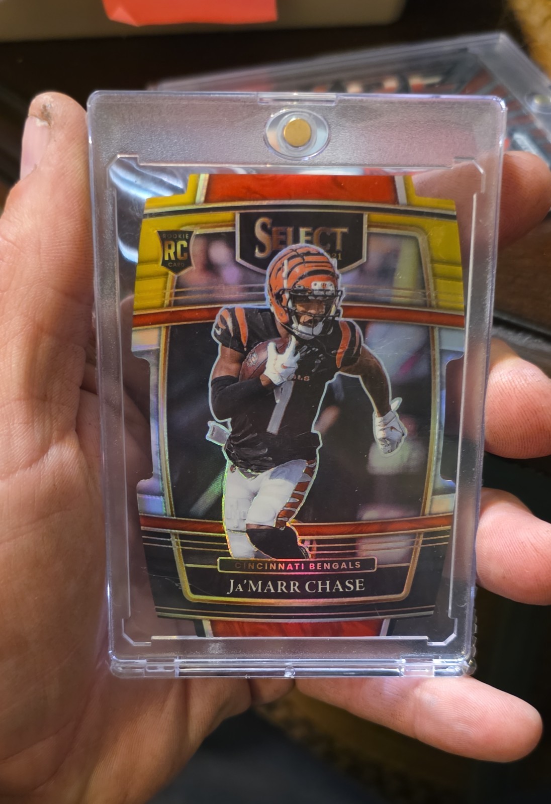 2021 Panini Select - Concourse Ja'Marr Chase #47 Green & Yellow Prizm Die-Cut