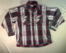 1990s FiveBrother Men’s XL Plaid Flannel Cotton Button up made in USA
