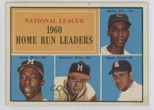 1961 Topps League Leaders Hank Aaron Ernie Banks Eddie Mathews Ken Boyer 1p23