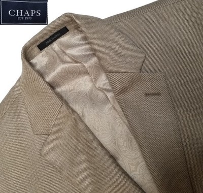 Chaps Mens Blazer 42s Beige Hopsack Sport Coat Jacket Uncut Vents