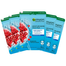 Image of Garnier Skin Active Moisture Bomb Sheet Mask Hyaluronic Acid + Pomegranate X 5