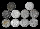 TEN (10) Peace Dollars (1922-26) 90% Silver Lower Grade Cull LOT B23