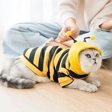 Cute Pet Costume Sweater Dog Clothes For Small Dogs Cats Cat Hoodies Bee Pets Pu