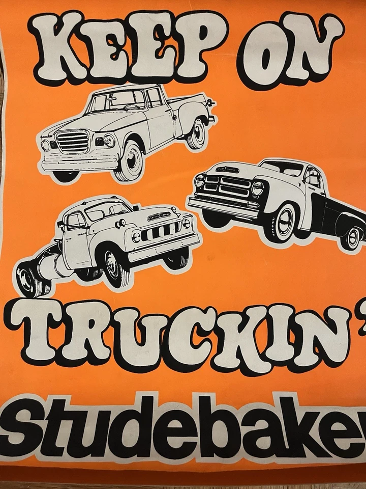 Póster publicitario vintage de camión Studebaker años 60 Keep On Trucking original Foto 3 de 4