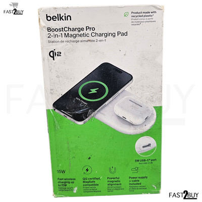 Belkin BoostCharge Pro 2-in-1 Magnetic Charging Pad MagSafe Qi2 15W Wireless Cha