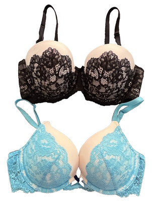 Victoria's Secret Dream Angels 34C Bras Push Up/Multi-Way Black Blue White EUC!
