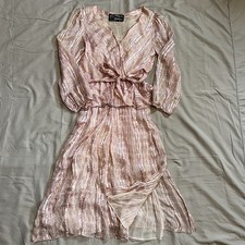 Vintage 70s Judith Ann For Heiser Egan 100% Silk Pink Mid Length Dress