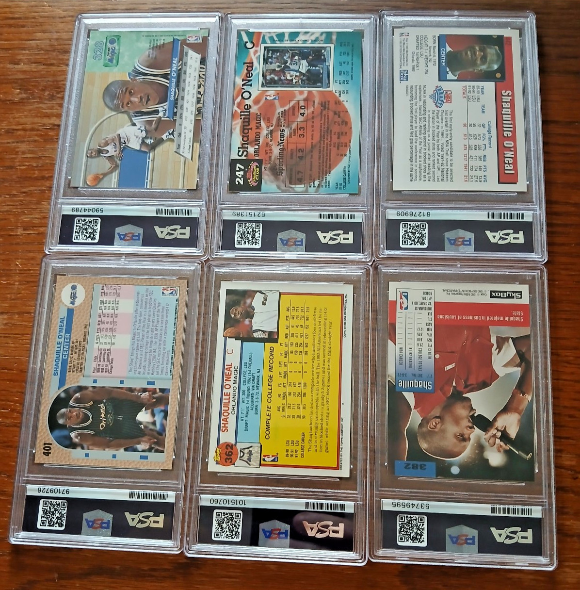 1992 Shaquille O'Neal RC 6 Card LOT ALL PSA 9 view 2
