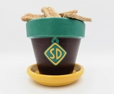 Hand-Painted Scooby Doo Terracotta Pot & Saucer Set! Candy Dish Or Pencil Holder
