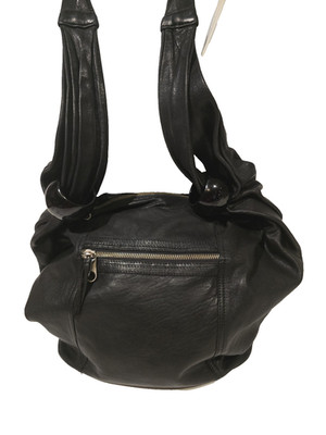 See By Chloe Lambskin Leather Hobo Shoulder Bag Strap Ring Accent Black Large