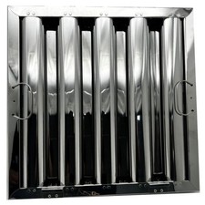 Stainless Steel Baffle Hood Filter 16" x 16" w/ Clips