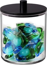 1 Pack 50oz Laundry Pods Container with Matte Black Bamboo Lid  Shatterproof