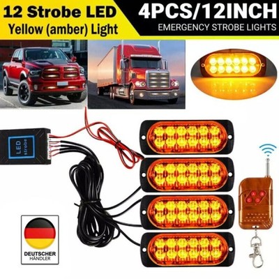 4 x 12V LED Auto KFZ Frontblitzer Blitzlicht Warnleuchte LKW Strobe Licht Gelb