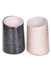 2 Pack Eyeglasses Holder PU Leather Glasses Stand Case Shining Black gold