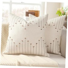 Boho Throw Pillow Covers 18x18 Set of 2 Neutral 18" x 18" Pack of 2 Khaki