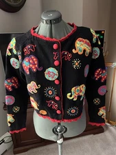Michael Simon M Christmas Elephant Cropped sweater Cardigan