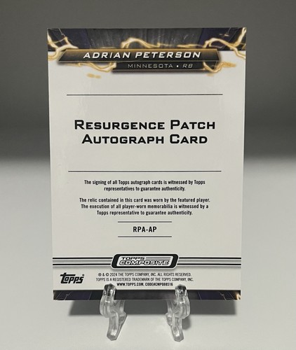 2023 Topps Composite - Adrian Peterson /20 Resurgence Patch Autografi #RPA-AP - Foto 2 di 2