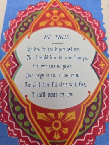 Vintage Handcrafted Valentine Card Dr. 1880 Paper Lace Layered Be True Forget Me - Picture 10 of 16