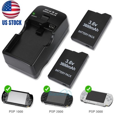 Battery charger & 3600mAh Rechargeable Battery for PSP 1000/2000/2001/3000/3001