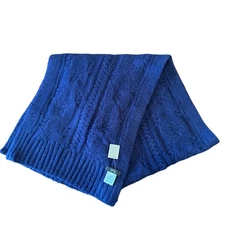 J.Crew New w/ Tags Navy Blue Oversized Cable Knit Wool Blend Cozy  Scarf 70x14in