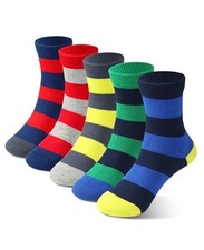 Kids Boys Crew Dress Socks Bright Colorful Stripes Small Wide Colorful Stripes