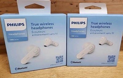 (2) Philips True Wireless Headphones - 1000 Series - White -  TAT1138WT 