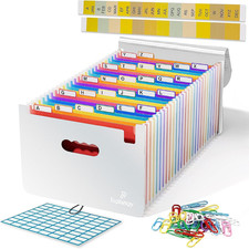 Plastic Accordion File Organizer, 26 Pockets Expandable File Folder Organizer