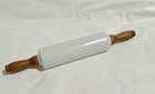 Vintage Milk Glass Rolling Pin 18" With Wooden Handles