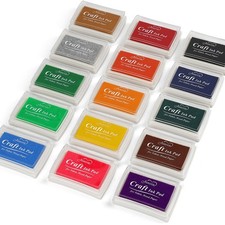 NIUBIER 15 Colors Craft Ink Pads, Washable Finger Stamp Pad for multi color