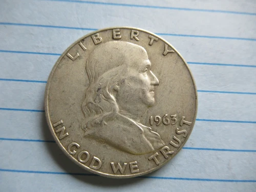 1963-D Franklin US Silver Half Dollar F - VF r