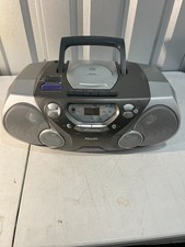 Philips AZ1065 CD Radio Cassette Boombox Working No Power Cord Cracked Window
