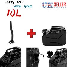 10L JERRY CAN FUEL BLACK 10 LITRE METAL PETROL DIESEL 10L CONTAINER  WITH SPOUT