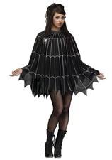 NEW Spider Web Poncho Halloween Costume Sorceress Witch Fancy Dress spiderweb