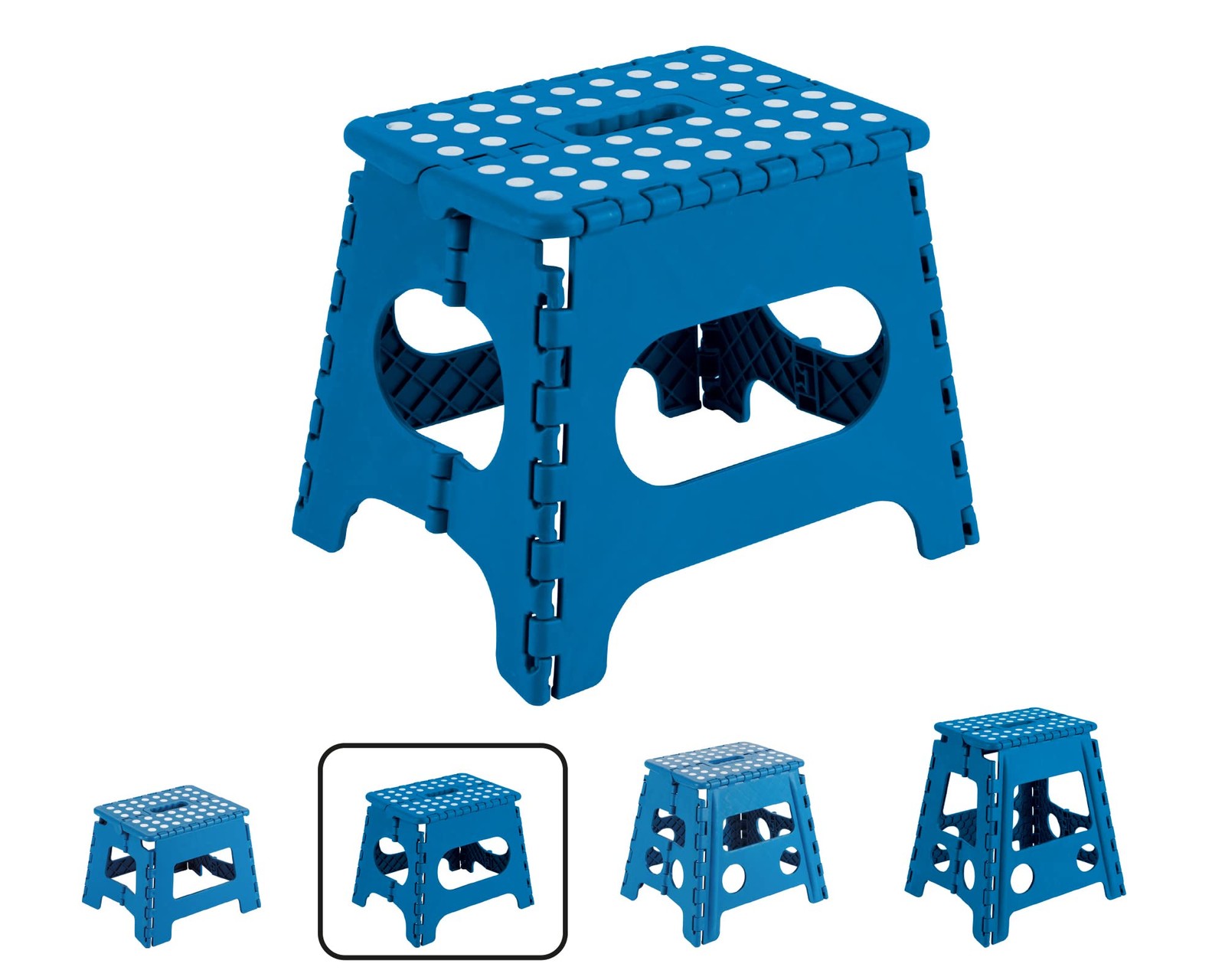 Tabouret de cuisine pliable en aluminium brossé et assise noire