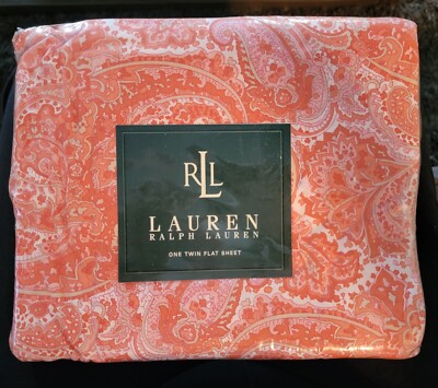 NOS - Vintage Lauren Ralph Lauren Flat Sheet w/Paisley Design