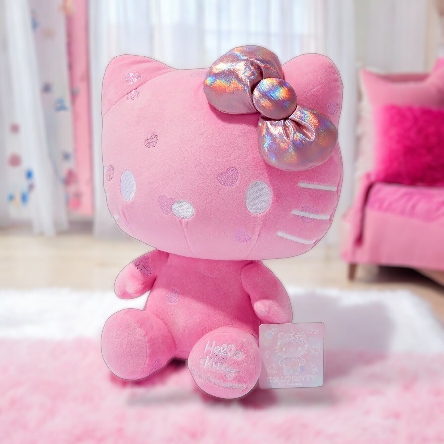 HELLO KITTY Large 50th Anniversary Plush Pink 13