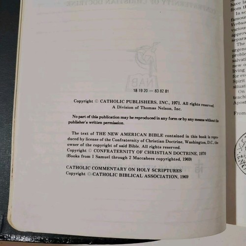 Holy Bible New American Bible Catholic Edition 1971 Nelson 9053 Black Leather - Picture 10 of 11