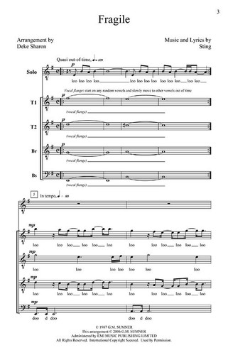 Zerbrechlich TTBB Div A Cappella Sting