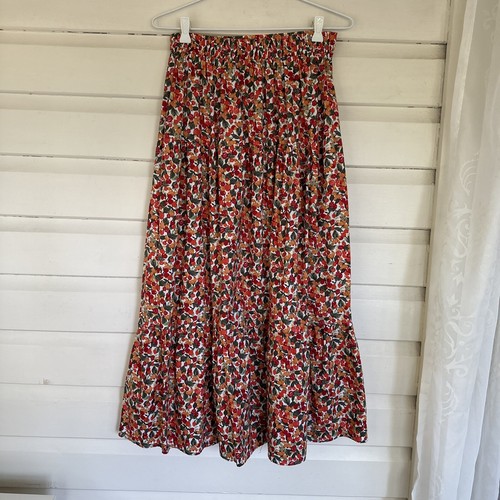 MVN THE LABEL Woman Skirt Size 10 Berries Print Cotton Elastic Waist - Picture 16 of 17