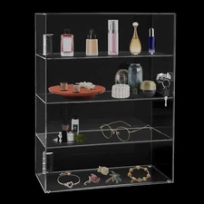 Acrylic Display Case Countertop Clear Box Dustproof Shelves Showcase with Lock