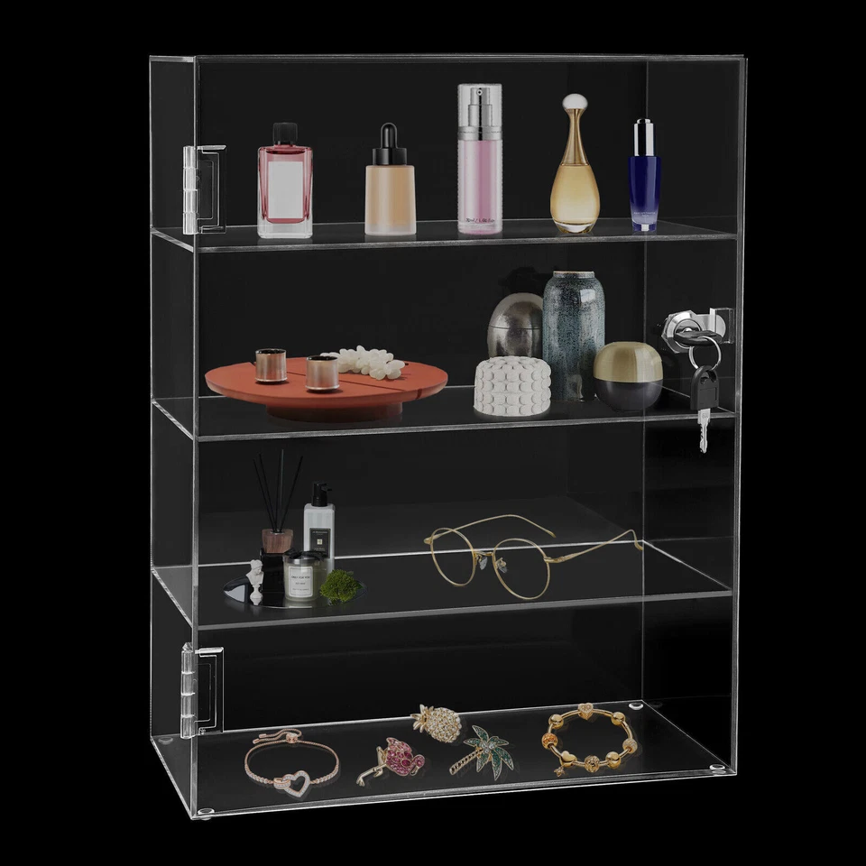 Acrylic Display Case Countertop Clear Box Dustproof Shelves Showcase with Lock - Image 2 of 4