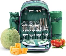 Picknick Rucksack inkl. Vollausstattung Kühltasche ,Picknickmatte,für 4 Personen – Bild 3