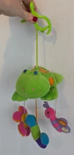 Kids II Frog Plush Stroller Clip Baby Activity Toy Mirror Rattle Flower 2003