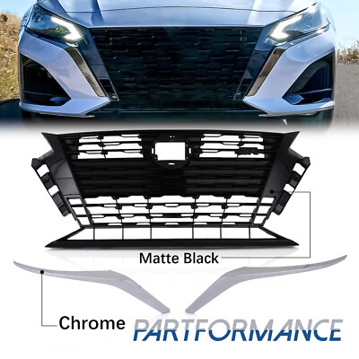 Fit 2023 2024 Nissan Altima SR Front Bumper Upper Grille & Grille Molding Set