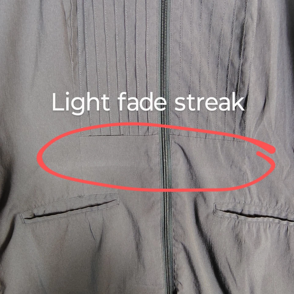 Noel Asmar Spa Tunic Women's Large Grey Stretch Pintuck Full Zip Salon Uniform - Image 4 of 4