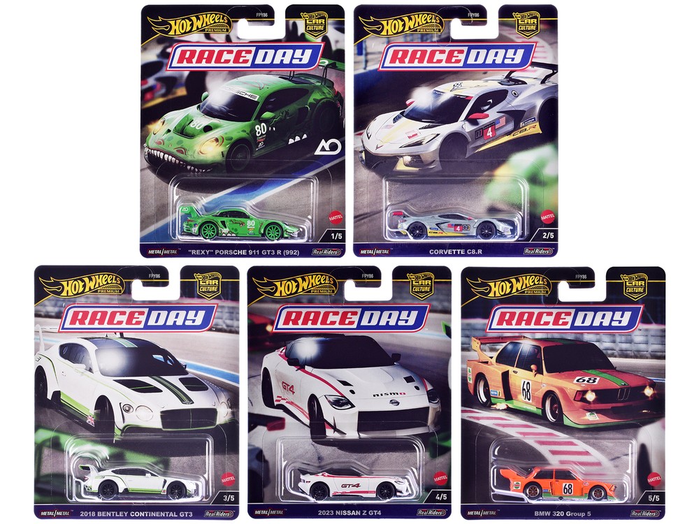 2024 Hot Wheels Diecast Model Cars Set - Race Day 5 Piece Car Culture Series