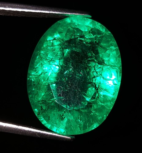 18.87 Ct Loose Gemstone Natural Colombian Green Emerald Certified Oval Shape Gem - Picture 4 of 10