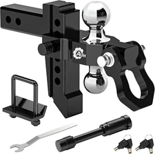 AUH Adjustable Trailer Hitch, 6" Drop/Rise with Shackle Fits 2" Receiver Only