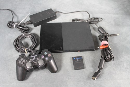 Sony Playstation 2 Konsole Slim Set - Schwarz mit Kabel und Controller