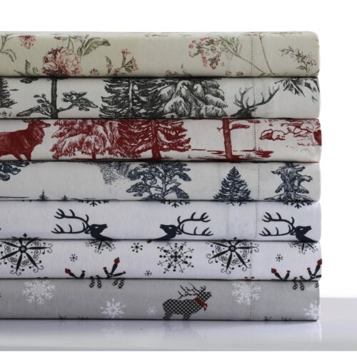 200-GSM Heavyweight Cotton Flannel Printed Pillowcases (Set